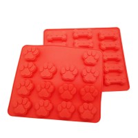 Pack of 2 Amazon Best Seller Silicone dog Bone and paw print baking mold,Christmas Dog Treat Cookie Cutter